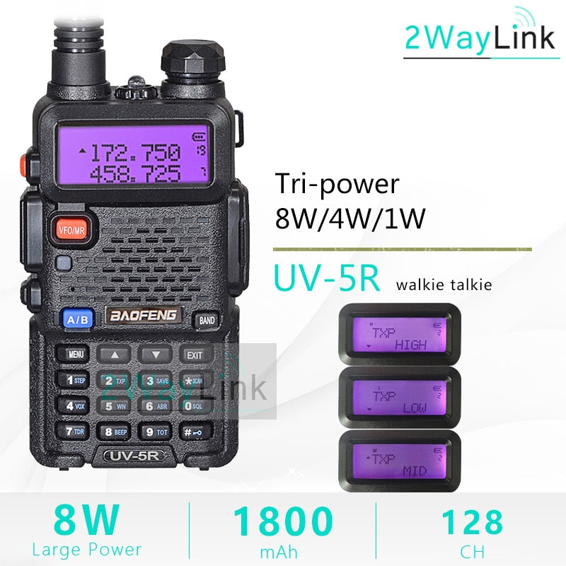 Upgrade 8W Baofeng UV-5R 8W Walkie Talkie 10 km uv5r walkie-talkie hunting Ham Radio 10KM Baofeng UV-9R UV-82 UV-8HX UV-XR uv 5r