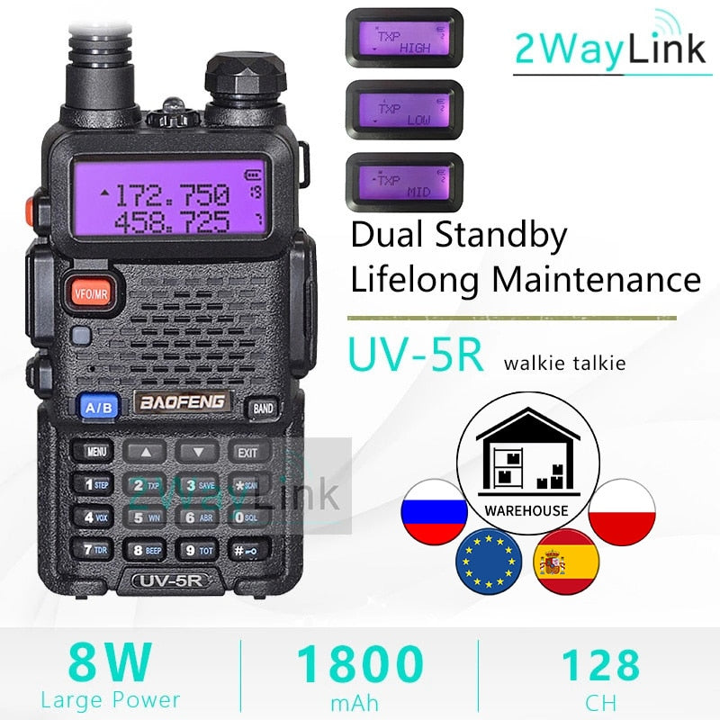 Upgrade 8W Baofeng UV-5R 8W Walkie Talkie 10 km uv5r walkie-talkie hunting Ham Radio 10KM Baofeng UV-9R UV-82 UV-8HX UV-XR uv 5r