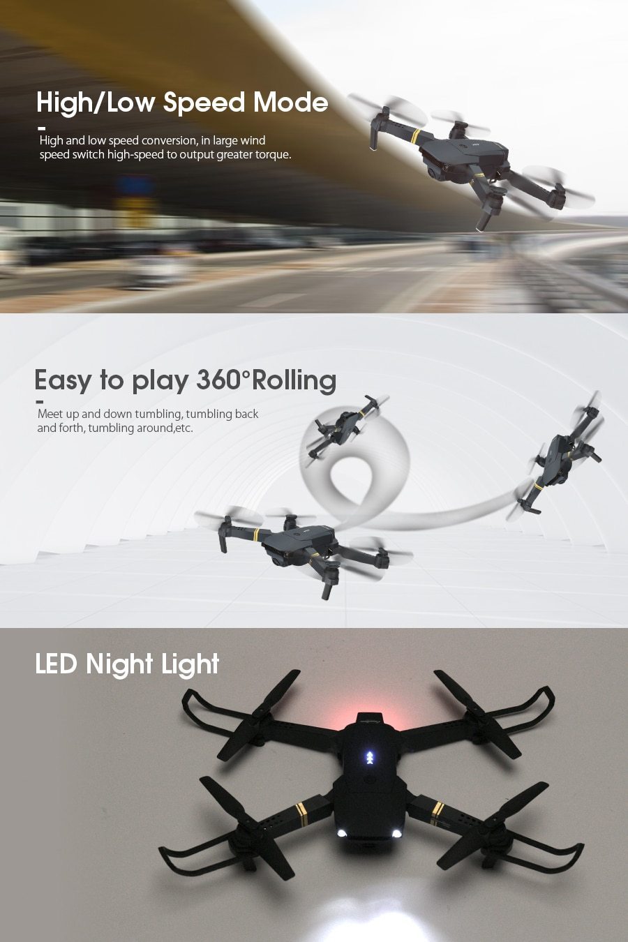 Eachine E58 WiFi FPV With Wide Angle HD 1080P/720P/480P Camera Hight Hold Mode Foldable Arm RC Quadcopter