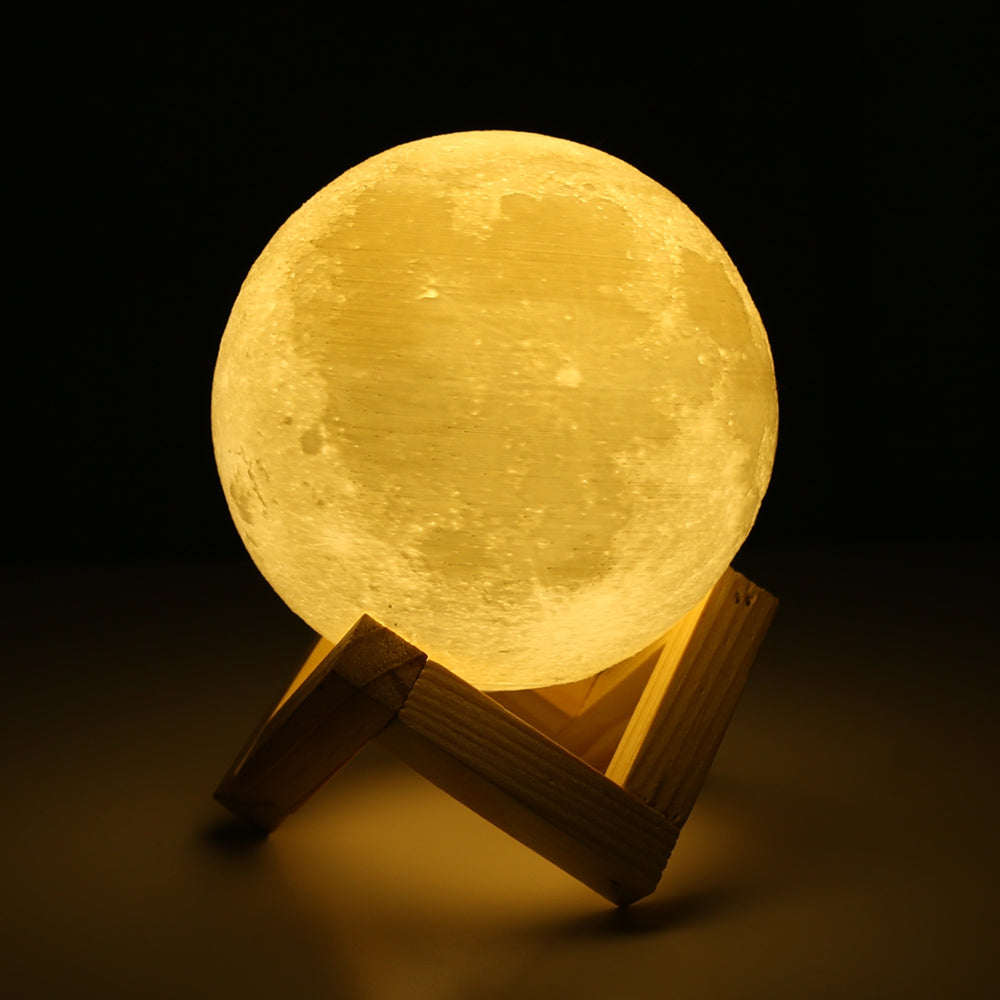 UE3D008 Rechargeable Touch Switch 3D Print Moon Lamp Decor Gift