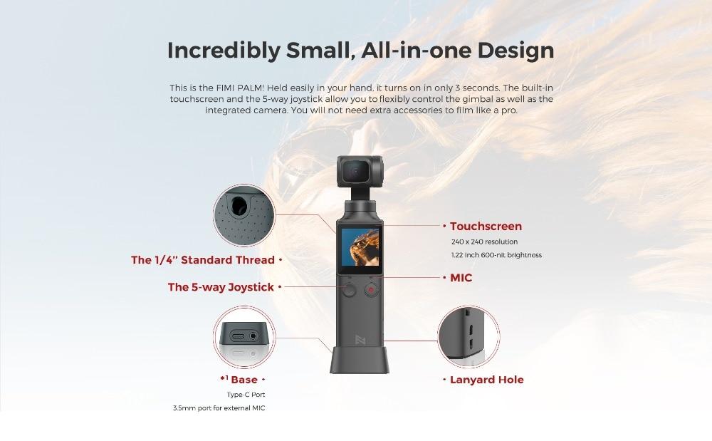 【Limited offer】FIMI PALM camera 3-Axis 4K HD Handheld Gimbal Camera Stabilizer 128° Wide Angle Smart