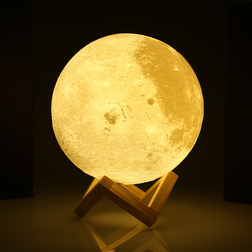 UE3D008 Rechargeable Touch Switch 3D Print Moon Lamp Decor Gift