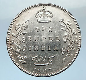 Edward 1 rupees coin 1907